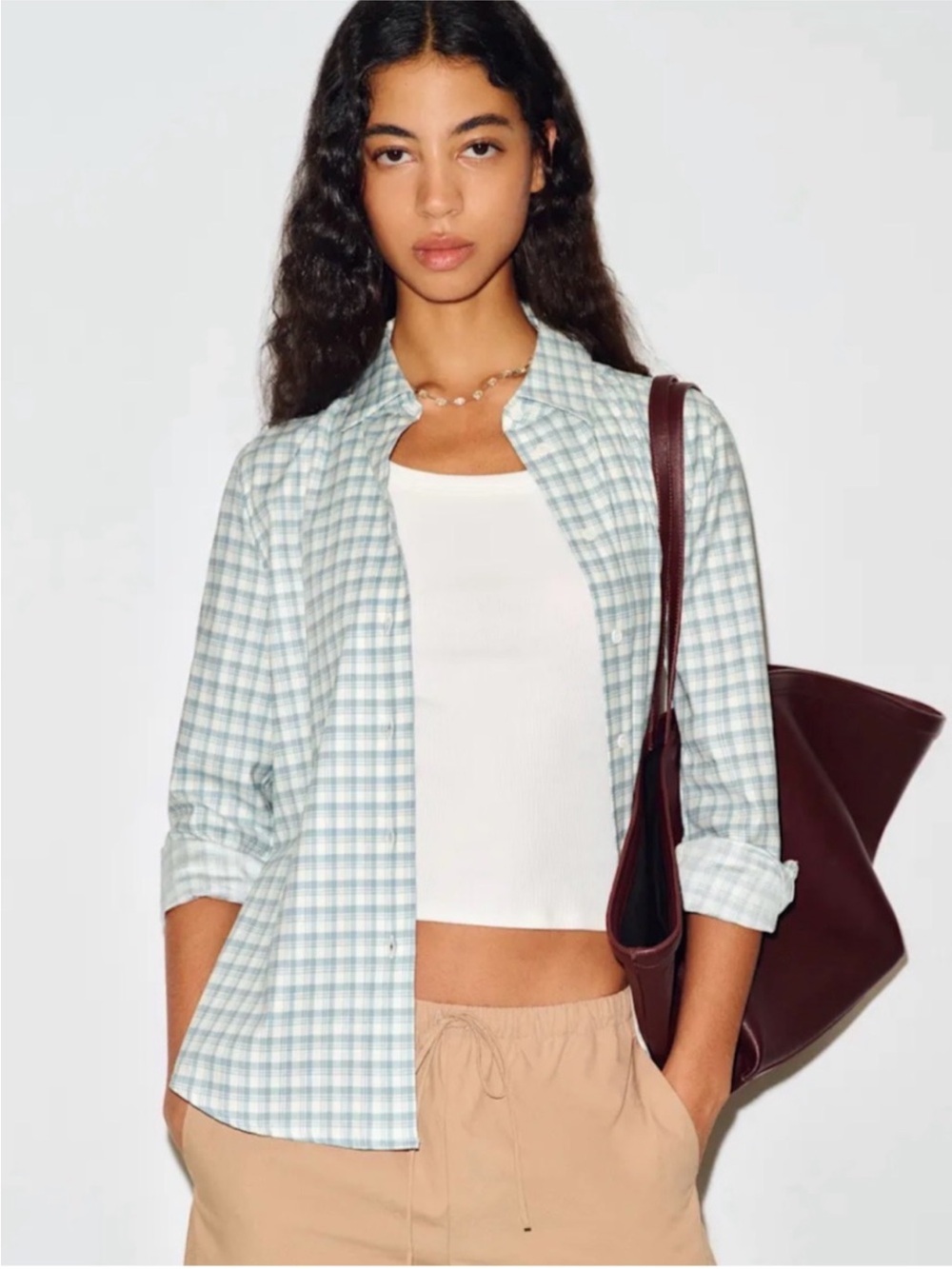 New reformation alfie relaxed shirt size xs Plaid Button-Up Shirt - Women
